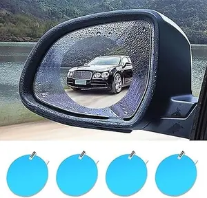 4PCS Car Rearview Mirror Film, Anti Fog Glare Mirror Film, HD Clear Nano Coating Car Film, Waterproof Rainproof Transparent Protective Sticker, Safe Driving Sticker for Car Mirrors ( Oval)