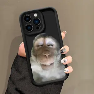 Cute Monkey Pattern Phone Case , Soft Silicone , Fully Protected and Shockproof For iPhone 16 15 Pro Max 14 16Pro 13 12 11 XSMAX Plus Funny Cover MEME