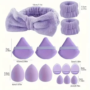 Triangle Sponge Coral Bow Hair Set | 3-in-1 Makeup Accessories Kit | Trendy Beauty Essentials Cosmetic