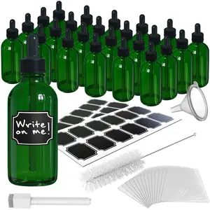 Nevlers 4 Oz Leakproof Green Glass Dropper Bottles (Pack of 24)