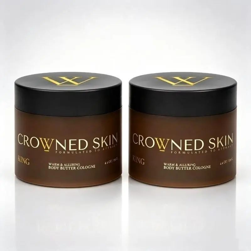 Crowned Skin King Body Butter Cologne 2-Pack Bundle - 4.4oz Each, King Gold Label Woody Masculine Scent