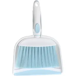 Mini Broom and Dustpan Set-Mini Whisk Set for Desk, Housekeeping, Office, Kitchen, Pet Nest, etc.,Daily Cleaning Necessity Plastic Mini Dustpan Set (Light Blue)