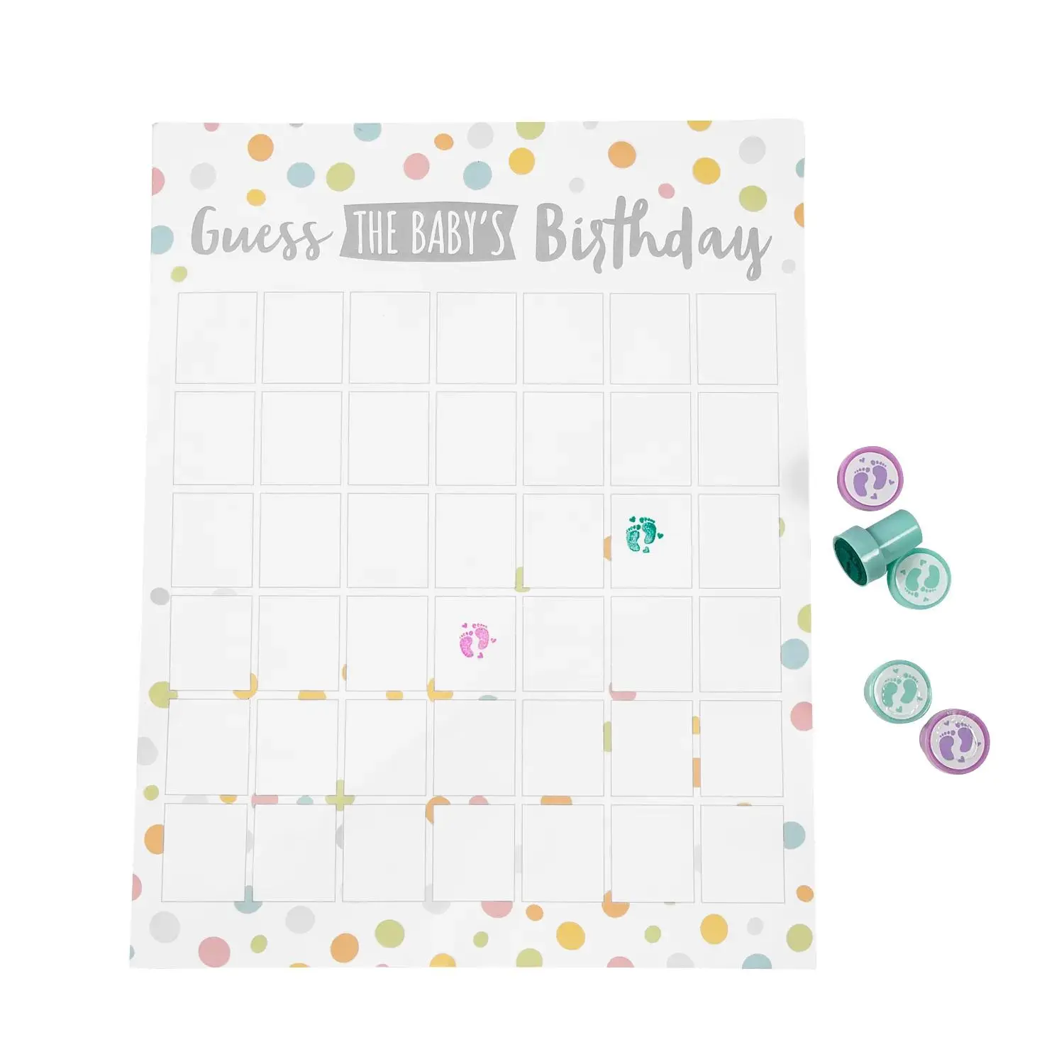 Fun Express Guess the Baby's Birthday Calendar with Baby Feet Stampers - 3 Pc