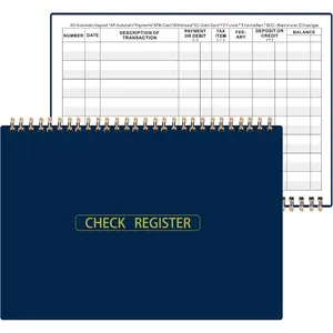 Large Print Spiral Bound Checkbook Register 5-7/8" x 8-1/2", 60 Pages Easy-to-Read for Personal Checkbook Easy Transaction Reference