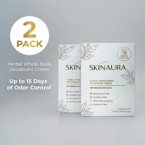 SkinAura Herbal Whole Body Deodorant Cream Duo Pack - Up to 15 Days Long-Lasting Odor Control, Aluminum-Free, Alcohol-Free, Suitable for Sensitive Skin