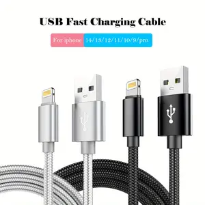 2 PCS Multi-color USB Flash Charging Data Cable, Nylon Matte Process, Durable, Suitable for IPhone 14/13/12/11/10/9/8/Pro Ipad AirPods PC Smart Devices Fast Charging Cable