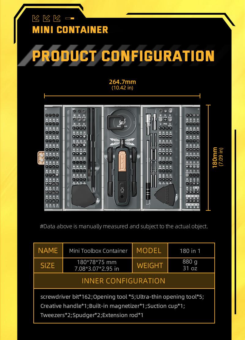 180-in-1 precision screwdriver set with 21 kinds of 160 magnetic drills for laptop repair, glasses, Xbox, manual DIY, etc screwdriver,springtok detail 4