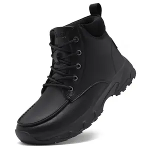 2026 New Men Non Slip Water Resistant Work Boots Black High Top Oil Resistant Kitchen Restaurant Chef Shoes Slip Resistant Service Footwear Casual Walking Sneaker