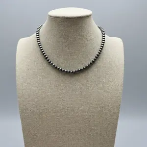 5mm Burnished Silver Pearl Choker & Earring Set | Adjustable Western Jewelry