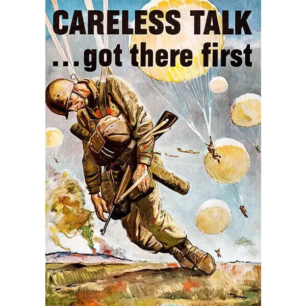 Trendy Poster-Careless Talk Got There First #2 - 1944 - World War II - Propaganda Poster Decor Room Wall Decoration Ornaments Photo