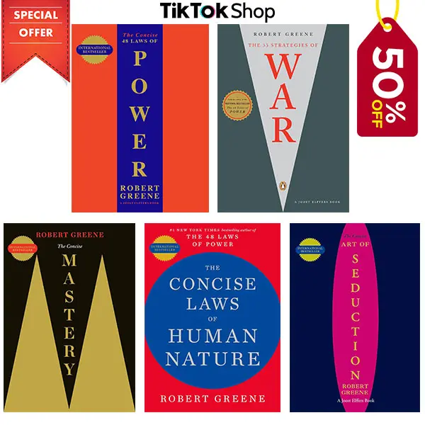 Robert Greene 5 Books Series, The Concise 48 Laws Of Power, The Concise Laws of Human Nature, The Concise Mastery, The Concise Art of Seduction, The 33 Strategies Of War, (Paperback Books)