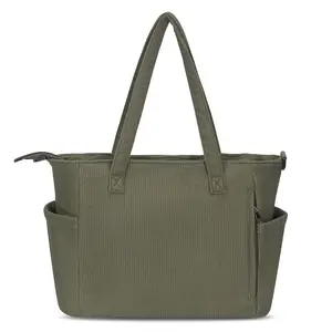 [Clearance] Corduroy Tote Bag Large Capacity College Bag for Girls Fashionable Handbag for Work & Travel Lightweight Everyday Shoulder Crossbody Bag