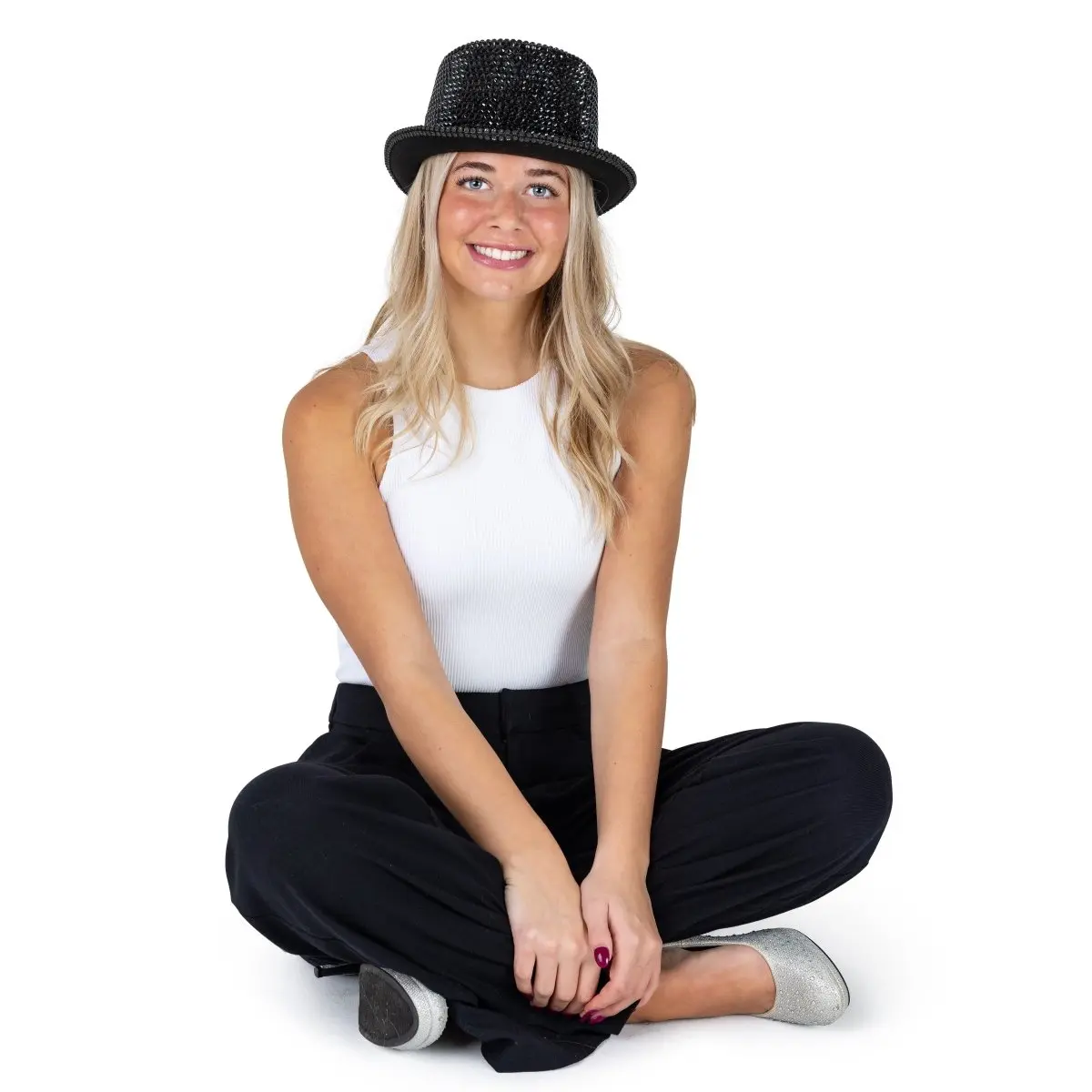 Rhinestone Top Hat |  Magic Flash Top Hat - Sparkling Costume Hat for Halloween, Parties, Stage Performances & Special Events
