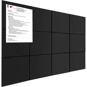Large Bulletin Cork Boards for Walls 36" x 48", Black Bulletin Board for Office, 12 Pack Cork Felt Boards Tiles for Classroom Decor, Pin Board with Pushpins, Office Essentials
