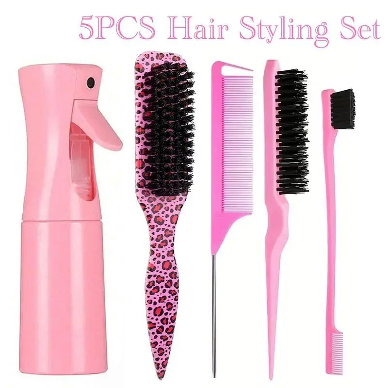 Professional Hair Styling Tools Set, Barber Equipment Kit, Barbershop Tool Kit, Includes Spray Bottle, Edge Control Brush, Rat Tail Comb, Smoothing Brush, Salon Barber Tools for Women & Girls, Durable