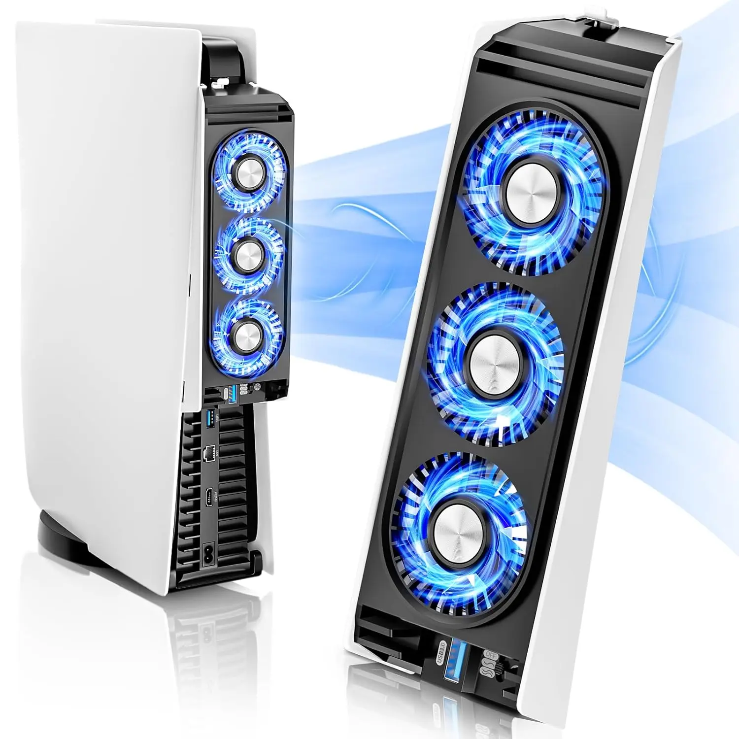 PS5 Cooling Fan with LED Light,Quiet and Efficient Cooling System for PS5 Cooler,2 Fan Speeds,USB 3.0 Port Compatible with  5 Digital & Discs EditionNot for PS5 Slim and  PS5 Pro