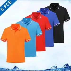 Men's 5-Pack Polo Shirts - Short Sleeve, Colorblock Ribbed Collar & Cuffs, Breathable Fabric, Casual & Fashionable Tees, A Must-Have for Everyday & Summer Wear