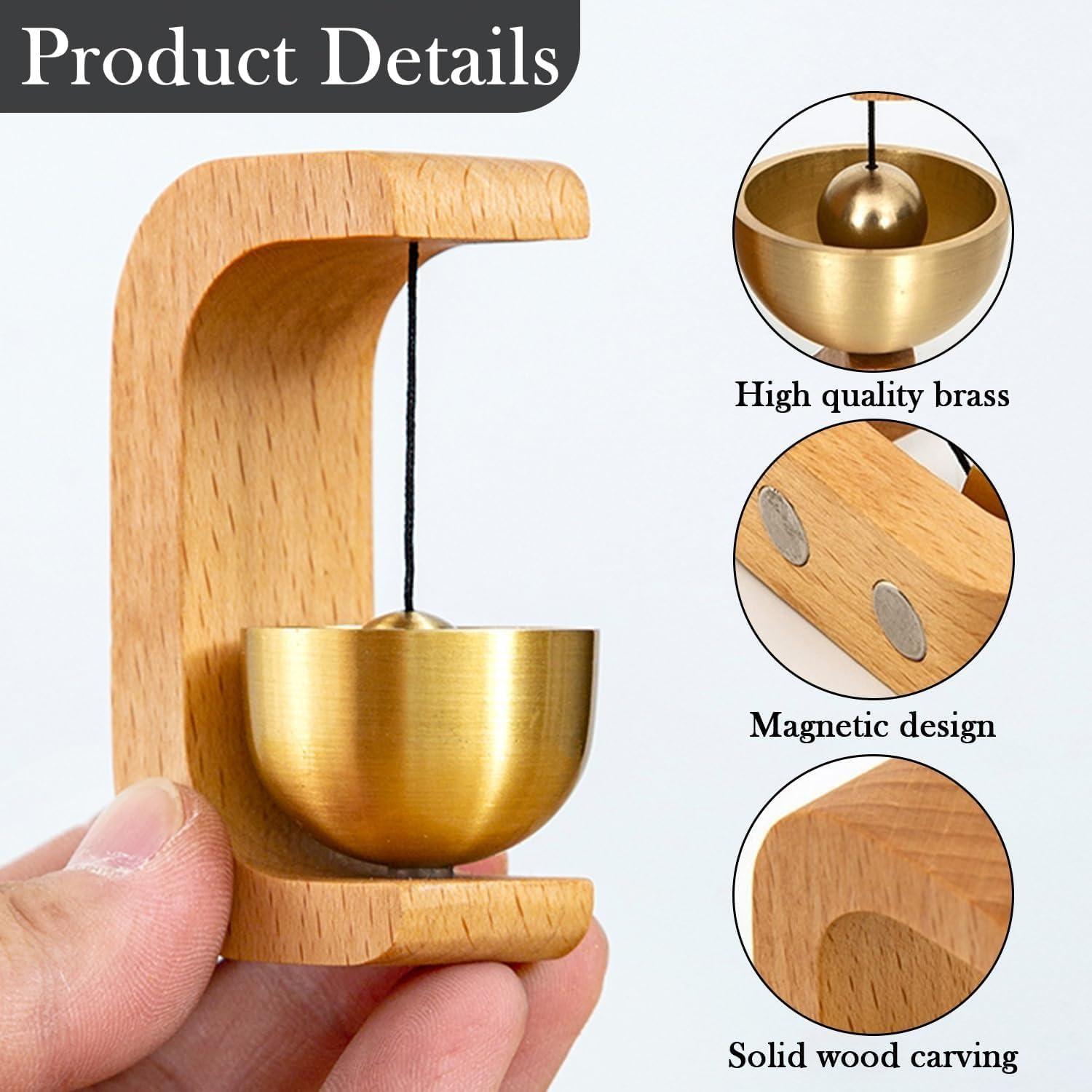 Magnetic doorbell, suction cup solid wood wind chime, magnetic wooden doorbell, C-shaped wooden wind chime, suitable for home, porch, garden and restaurant decoration.