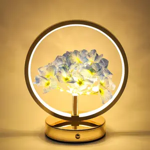 Hydrangea Flower Touch Lamp, Rechargeable Cordless 3-Level Dimmable Night Light, Home Decor Lamp for Bedroom Living Room Office, Birthday Gifts for Mom Women