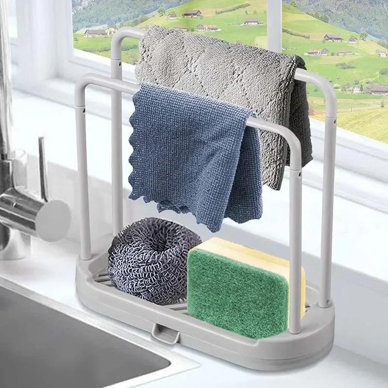1PCS Detachable Kitchen Dishcloth Holder Rag Hanger Sink Sponge Holder Storage Rack Shelf For Bathroom Scrubber Brush Organizer 1PCS Detachable Kitchen Dishcloth Holder Rag Hanger Sink Sponge Holder Storage Rack Shelf For Bathroom Scrubber Brush Organizer