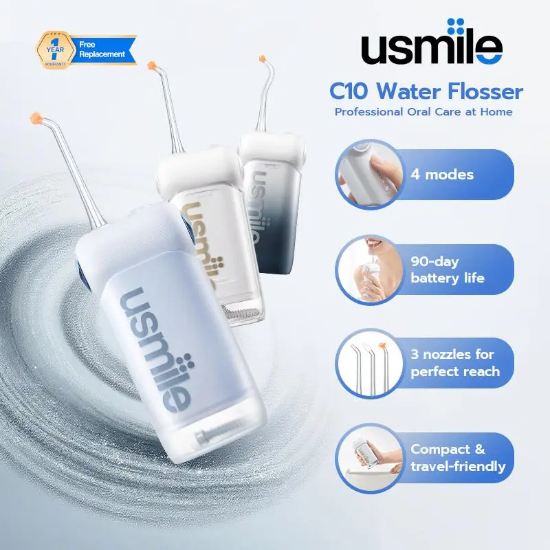 [Hot] usmile C10 Cordless Water Flosser - 99.99% Plaque Removal, Guiding Nozzle, 4 Modes, 95-Day Portable Battery Life, Water Floss Cleansing, Dental Care, Rechargeable Reusable Care Oral Irrigators, Rechargeable Reusable Oral Irrigators, Oral Plaque