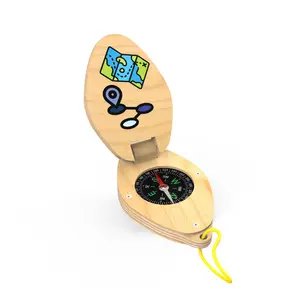 Stanley Jr. Kids Wood Compass D.I.Y Kit - 18-Piece Interactive Construction Set with Notebook Pencils Paintbrush Paints Stickers & Sandpaper for Creative Play