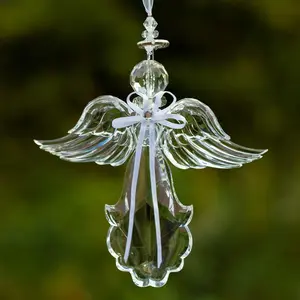 Set of 6 Assorted Style Hanging Clear Acrylic Angel Ornaments