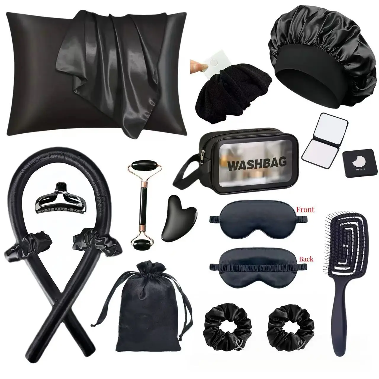 20-Piece Sleep Hair Design Tool Set, Heatless Styling Tool, Overnight Styling Tool, Includes Curler, Facial Massager, Pillowcases, Comb, Mirror, Night Sleeping Aid Kit