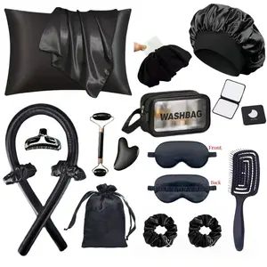 20-Piece Sleep Hair Design Tool Set, Heatless, Includes Curler, Facial Massager, Pillowcases, Comb, Mirror, Night Sleeping Aid Kit