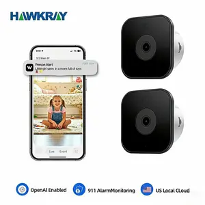【Buy One Get One Free】HAWKRAY AI Motion Tracking, Dual-Band WiFi (2.4G/5G), 4MP HD, Two-Way Audio, Local Cloud Storage, Instant 911 Alert, Pet-Friendly Design