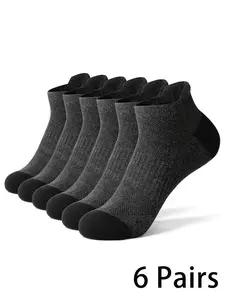 6 Pairs Unisex Thick Sports Socks, Soft Breathable Mesh, Casual Outdoor Short Socks, Christmas Couple Comfortable Ankle Socks, Athletic Running Socks