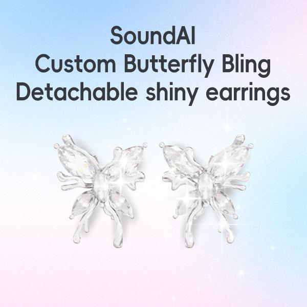 Sound AI Earbuds with Unique Design & Butterfly Crystal Charm