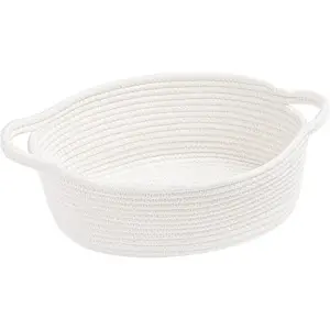 Basket with Handles, Baby Laundry Basket, Cute Cotton Rope Basket for Toys, Small Basket for Organizing Gifts,Snacks,Woven Storage Basket for Bathroom, 12"x 8" x 5"