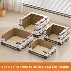 Monthly Disposable Cat Litter Box, Large Size, Waterproof & Moisture-Proof, Thickened Portable Cat Potty for Home, Travel & Car Use