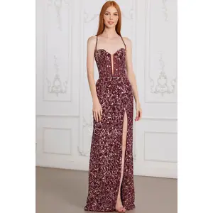 SCALA -80125 Sweetheart Corset Bodice Sequin Prom Dress