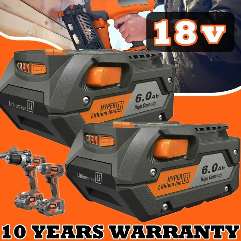 2PACK For Ridgid R840087 6.0Ah Lithium-ion Battery Rigid 18 Volt R840085 Tools