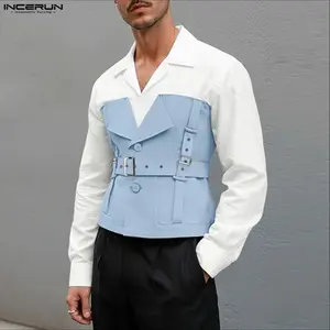 INCERUN COS Techwear/Trendy Men's/Unisex Deconstructed Buckle Corset Shirt | Exaggerated Cinched Waist Clubwear | Party Event, Trendy Street