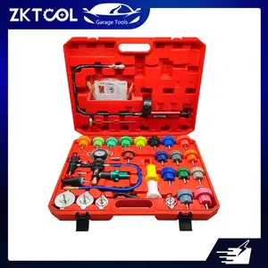ZKTOOL 34-Piece Universal Radiator Pressure Tester Kit - Automotive Maintenance Tool for Vehicle Cooling System Repair, Coolant Vacuum Refill & Leak Test, Pressure Check