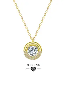 18k Gold Plated Round Heart CZ Necklace for Women, Trendy Everyday Hypoallergenic Necklace, Adjustable Chain Gold Necklaces for Women