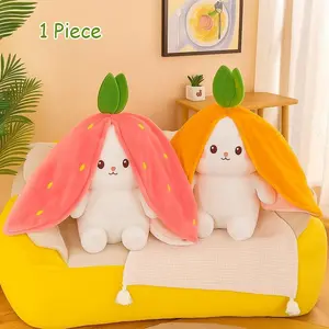 ☁️ The "Cloud-Touch" Fruit Rabbit | Ultra-Squishy Sleeping Buddy (Strawberry/Carrot) | Heavy Weighted Feel, Oversized Plushie, Huggable Stuffed Animal, Girlfriend Gift, Kawaii Stuffed Animals, Strawberry Crush Stuffed, Soft Cuddly Gift