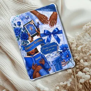 Currently Reading Blue Melanin Girl Insert: Kindle or eReader Decor for Book Lovers