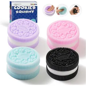 4Pcs Taba Fidget Squishy Toys, Ultra Soft Stress Relief Toys for Kids Adults, Kawaii Cute Cookies Squeeze Sensory Toys, Decompression Anxiety Relief Party Favors Gifts for Girls & Boys