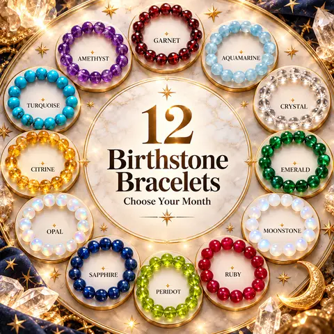 12 Month Birthstone Bracelet Set, Natural Crystal Gemstone Beaded Bracelets for Women, Personalized Birthday Month Jewelry Gift, Healing Stone Bracelet, Meaningful Zodiac Gift  gemstone Bracelet   l Amethyst  Adjustable Crystal Bracelet 【3085】