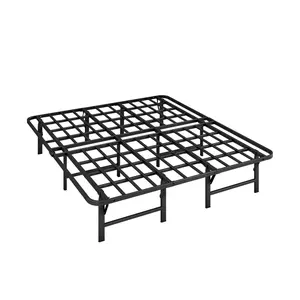 Aardhen Heavy Duty Twin Folding Bed Frames,14/16 Inch  High Heavy Duty Mattress Foundation, Metal Platform Bed Frame Twin, No Box Spring Needed, Qiuck Assembly, Noise Free, Black