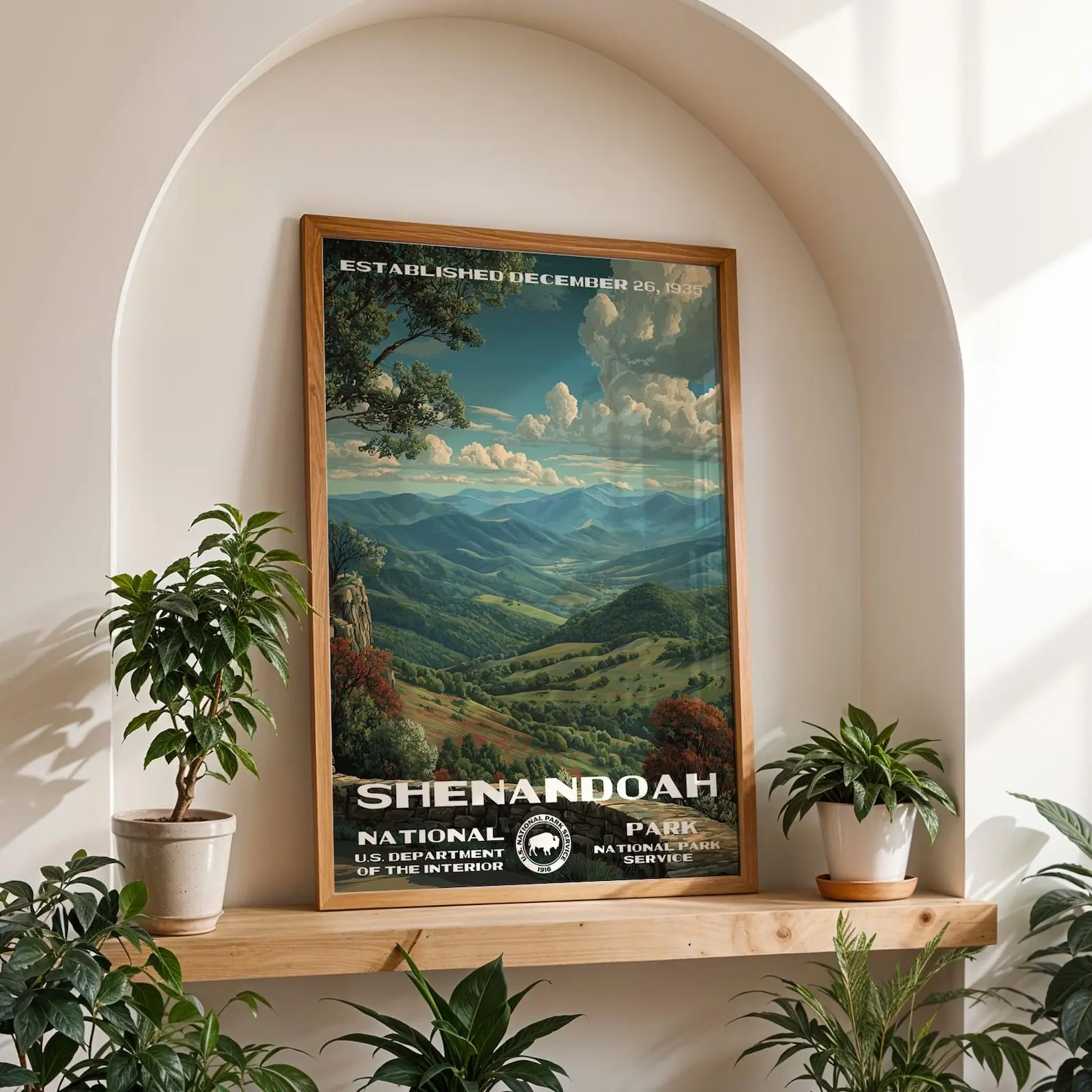 Shenandoah National Park Vintage Glossy Poster, Unframed Nature Landscape Wall Art