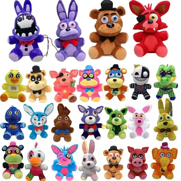 FNAF Plushies All Characters - 22 Styles Five Nights at Freddy's Stuffed Animals Fazbear Bear Bonnie Foxy Mangle Sundrop Moondrop Doll for Fans Classic Wilf Wolf Toy