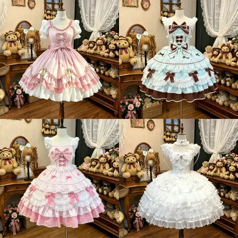 Women Short Sleeve Sweet Cosplay Princess Dress Japanese Style Cute Lolita Dress Female Party Fashion Y2k Mini Dress Subcultre