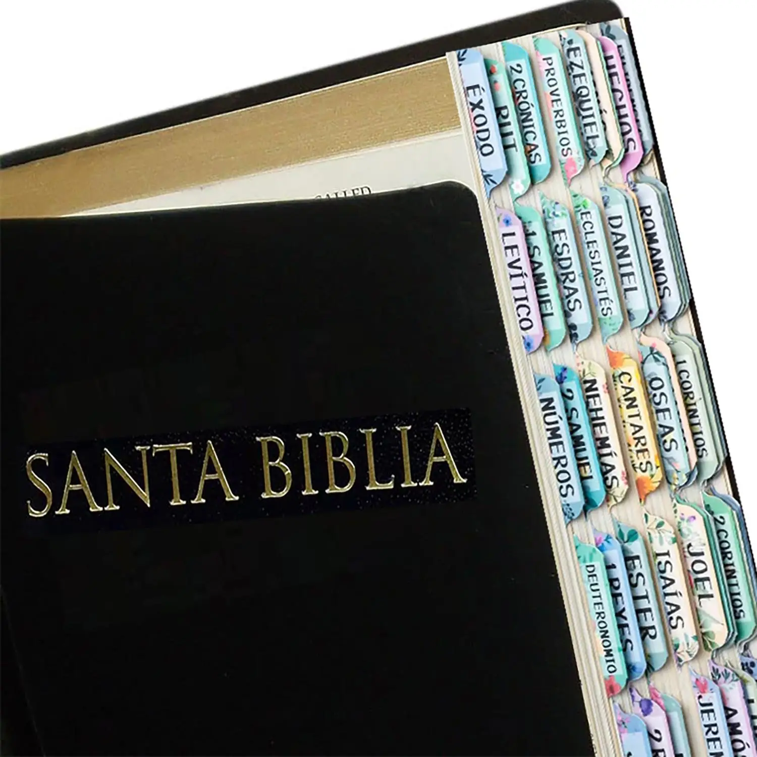 Floral Pattern Bible Tabs in Spanish, 75pcs Spanish Bible Labels Tabs, Office Stationery & Supplies for Home Dormitory School