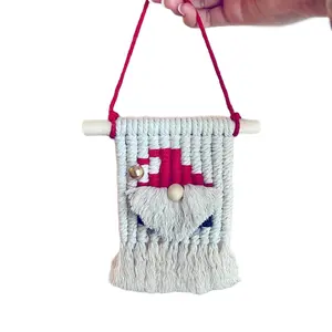 Christmas Gnome Pixel Art Macrame Wall Hanging