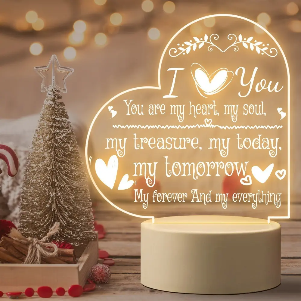 Customizable Romantic LED Engraved Night Lamp with Love Message, Ideal Valentine’s Day Gift for Girlfriend, LED Home Decor for Festive & Home Supplies